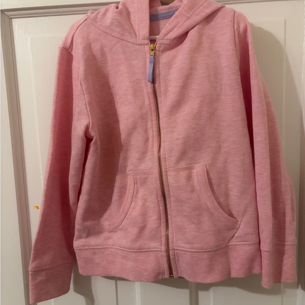 Crewcuts Girls Light Pink Zip Hoodie with Gold Zipper